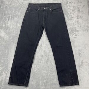 Levis 505 Jeans Men's 36x30 Black Denim Dark Wash Mid Rise Red Tab Straight Leg